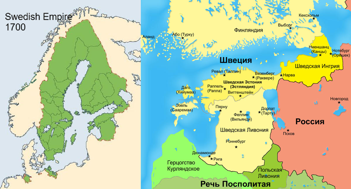 Карта швеции 1700 году территория