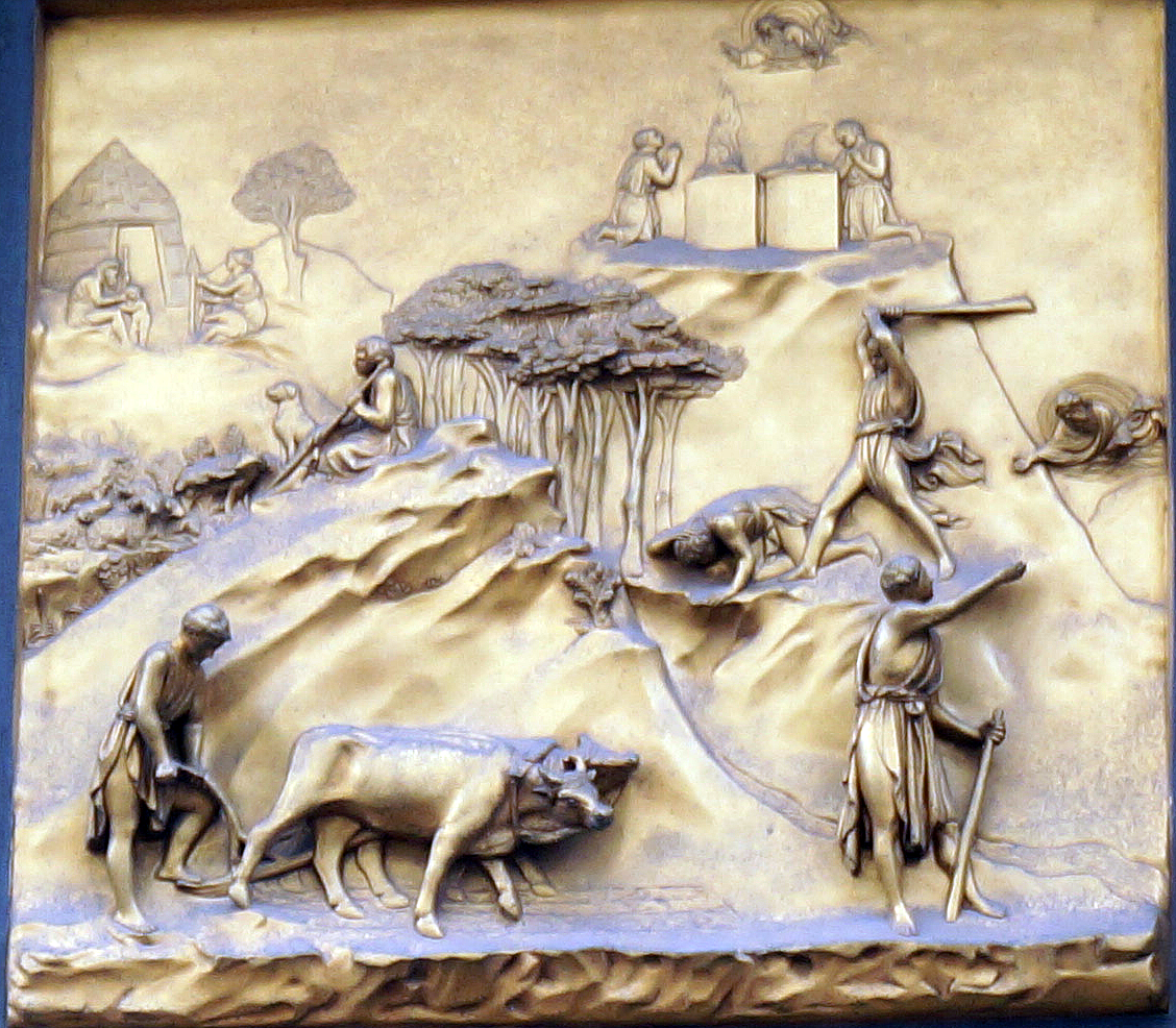 Авель и Каин. Барельеф церковных ворот. Собор Санта-Мария-дель-Фьоре. Флоренция.