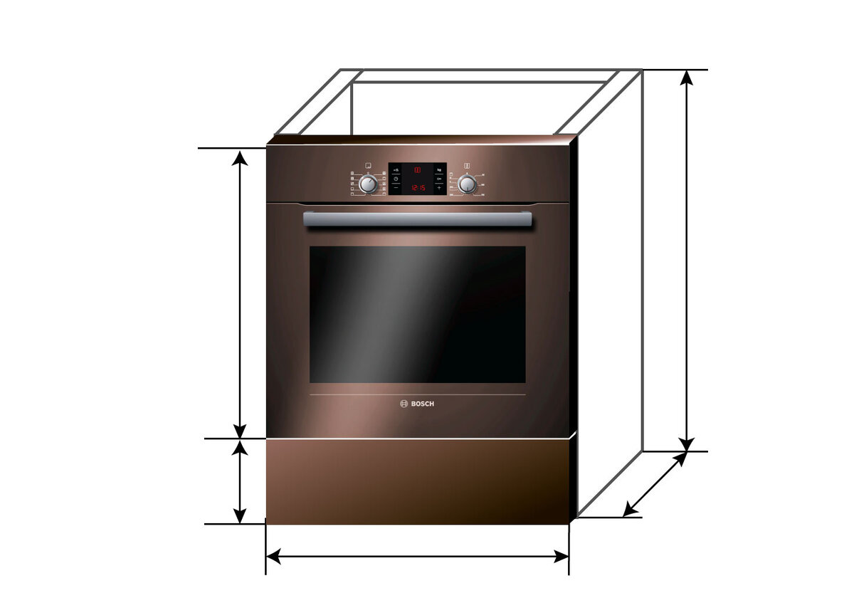 Шкаф под духовку конструкции с размерами