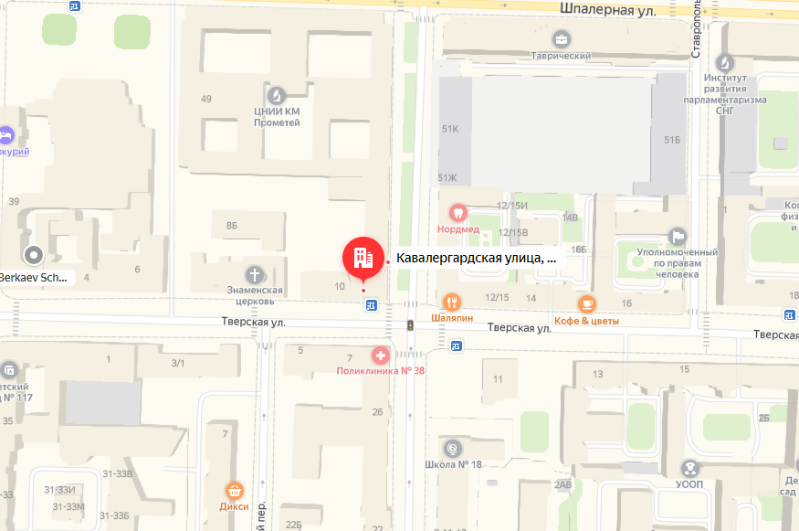 Расположение первого магазина "Моя Виктория" в Санкт-Петербурге