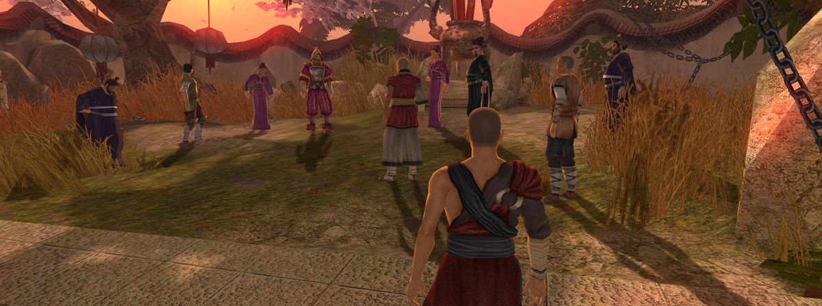 Восточная тематика проявляется во всем. Костюмы, деревья, природа, архитектура