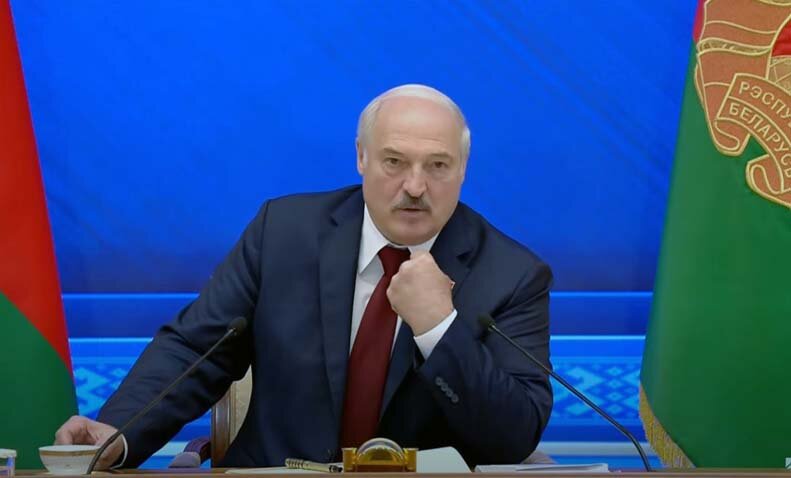 Президент Белоруссии А.Г.Лукашенко на пресс-конференции 9.08.2021. 