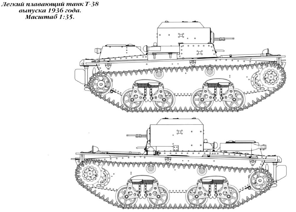 рисунок - М.Коломиец "Танки-амфибии. Т-37, Т-38, Т-40"