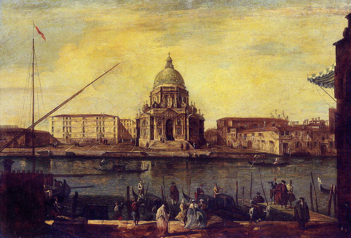"Большой канал в Венеции. Вид на церковь Санта Мария делла Салуте", Ф.Я. Алексеев, не ранее 1779 - не позднее 1797. Русский музей. Предположительно копия картины Гварди.