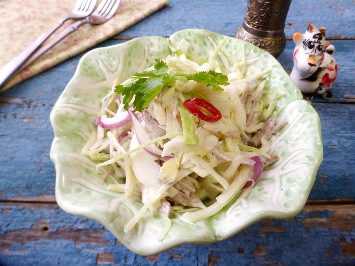 Салат из свежей капусты с вареным мясом | Вкусномир - домашние рецепты. |  Дзен