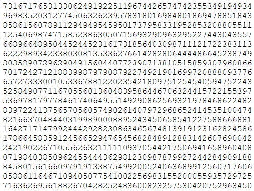В этом выпуске я буду разбирать решение очередной задачи на канале: Задача Наибольшее произведение четырёх последовательных цифр в нижеприведенном 1000-значном числе равно 9 × 9 × 8 × 9 = 5832.