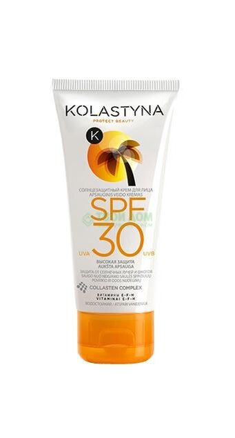 Солнцезащитный крем для лица Kolastyna spf 30. Цена на ulmart.ru - 230 рублей