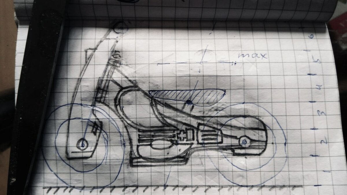 Эскиз внешнего вида от руки в блокноте