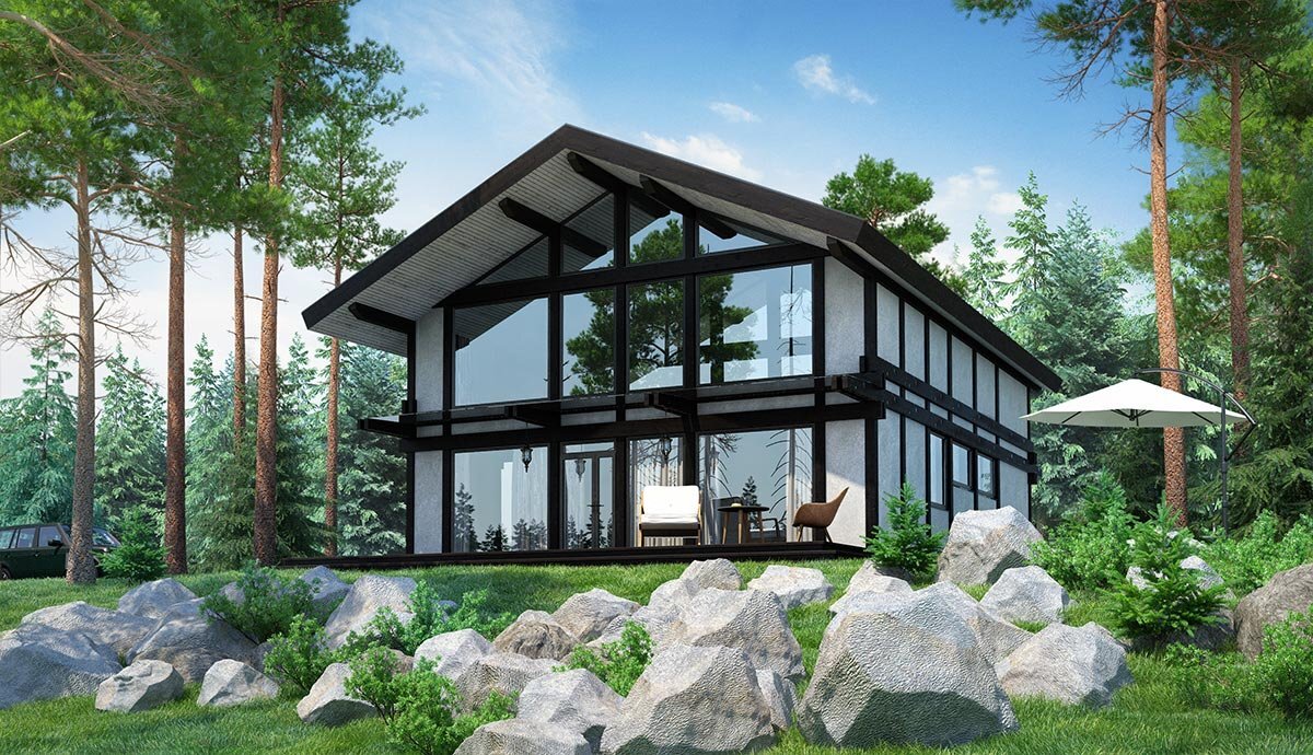 Проект фахверка из клееного бруса "Москва"