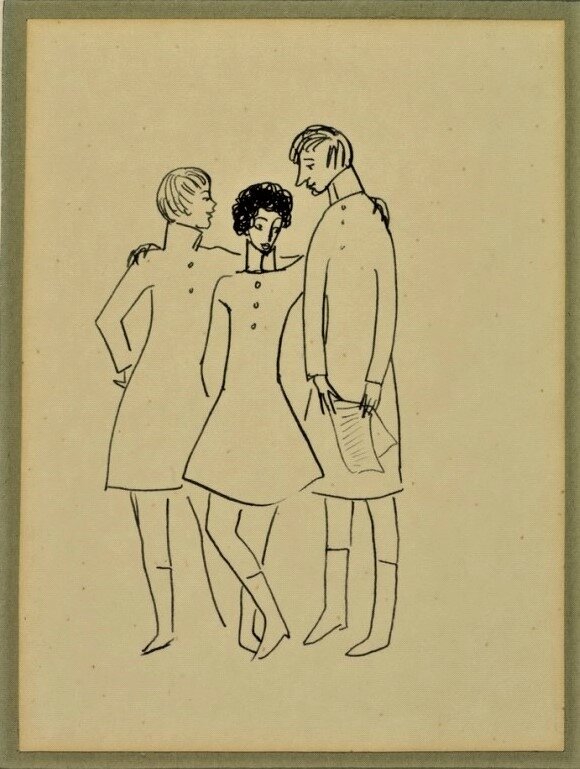Надя Рушева. Друзья-лицеисты. Россия, 1968 г. Бумага, чернила, перо