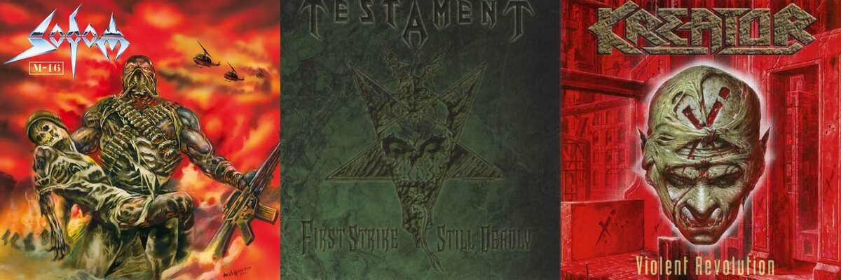 Три знаковых трэш-альбома рубежа тысячелетий: "М-16" (Sodom), "First Strike Still Deadly" (Testament) и "Violent Revolution" (Kreator)