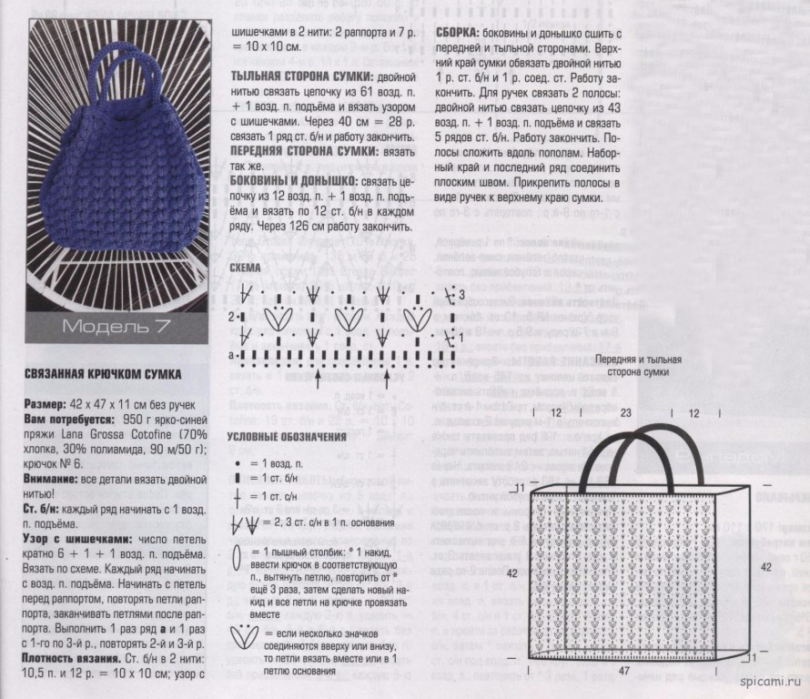 Схема рюкзака крючком из трикотажной