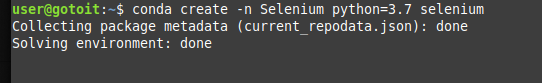 conda create -n Selenium python=3.7 selenium