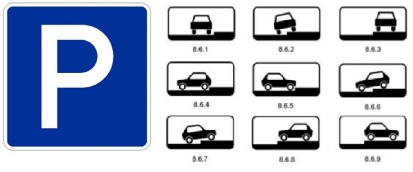 Таблички способ постановки на стоянку. 6.4. "Парковка (парковочное место)".. Знаки парковки ПДД 8.6.1. Таблички 8.6.2-8.6.9.