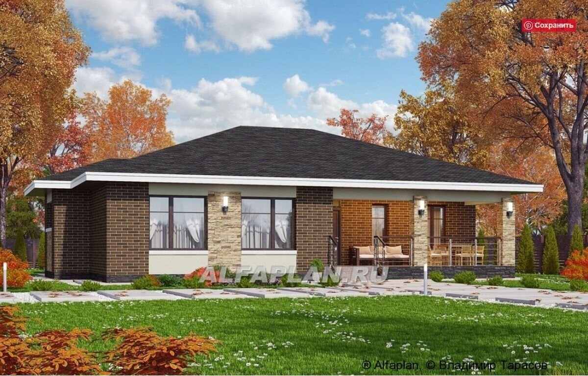 Проект одноэтажного дома 629Е, © Владимир Тарасов 