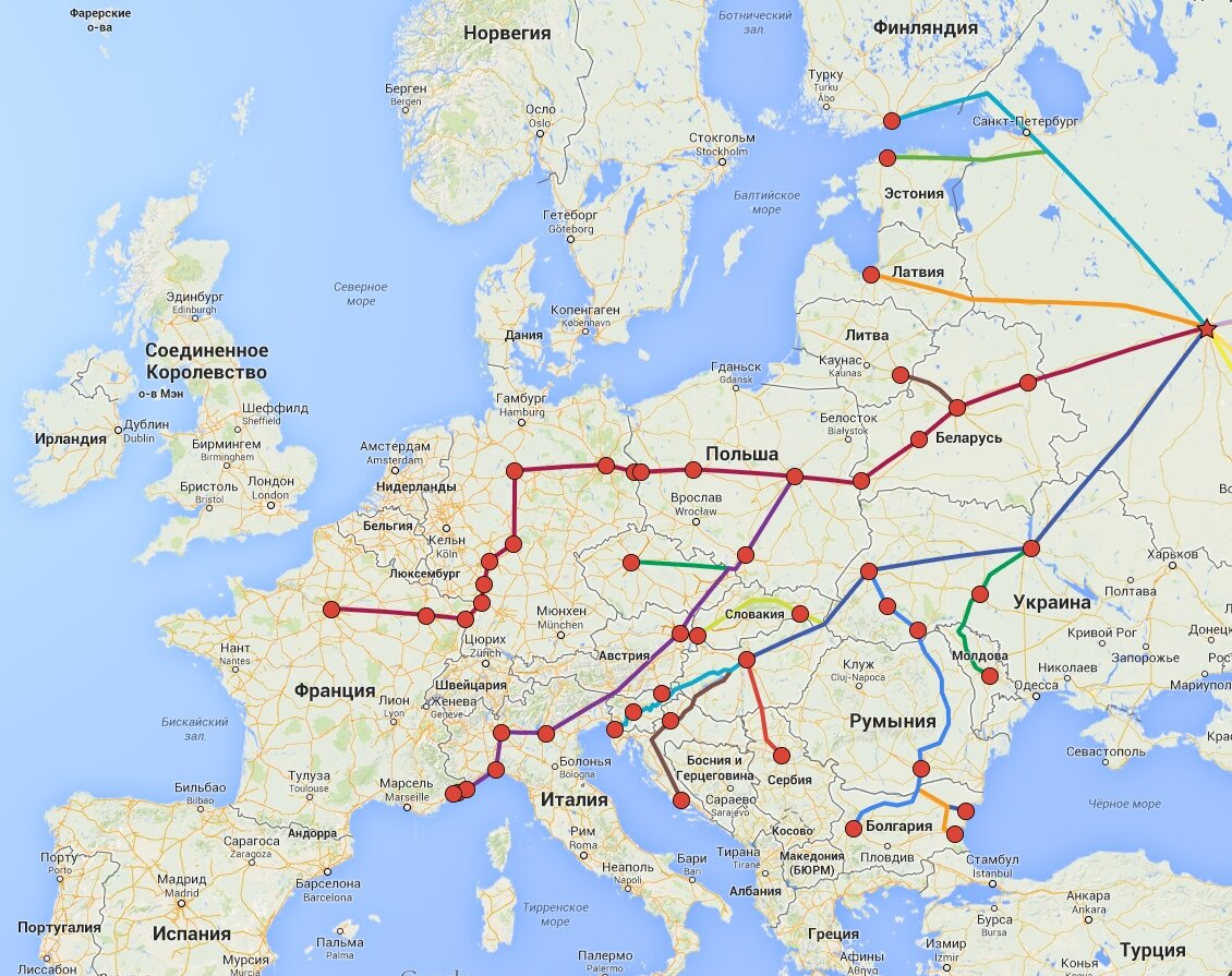 Карта маршрутов поездов по россии