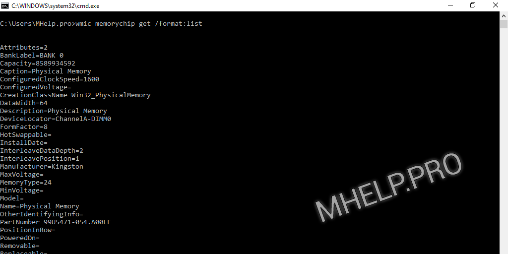 Wmic команды. Wmic memorychip get BANKLABEL.