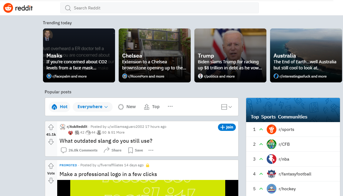 Официальный сайт Reddit