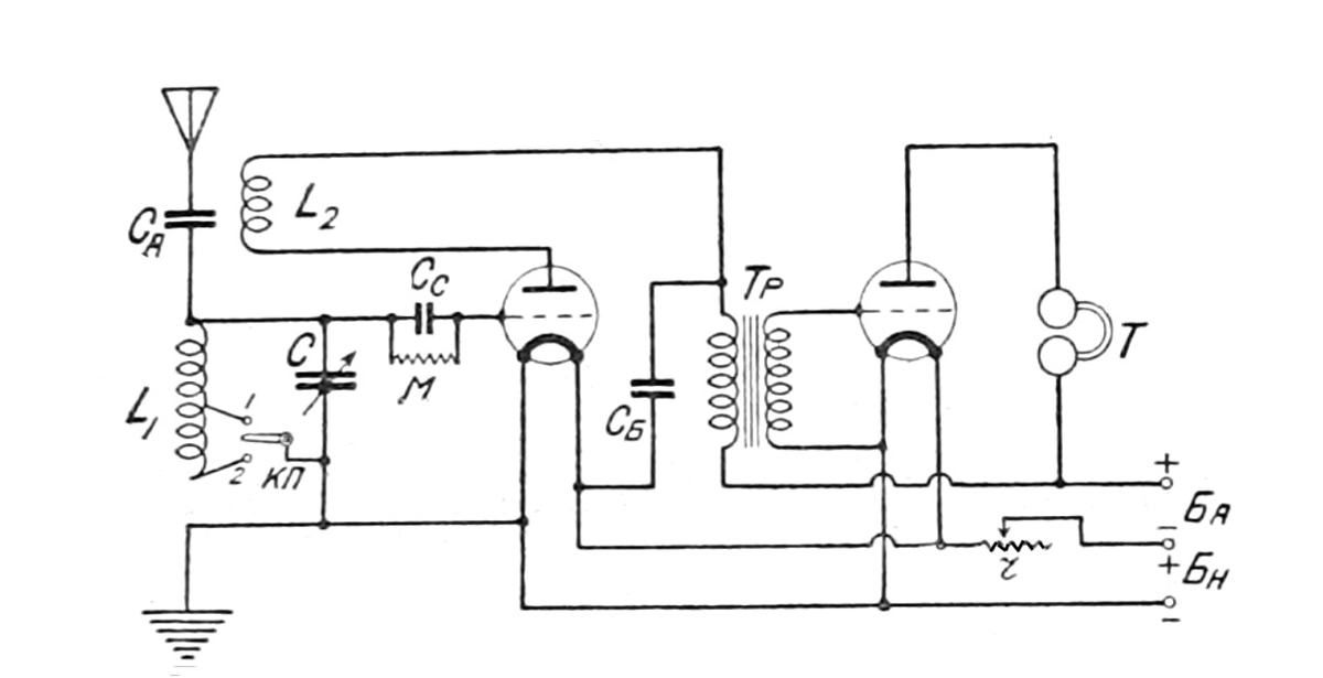 Схема регенеративного приёмника.