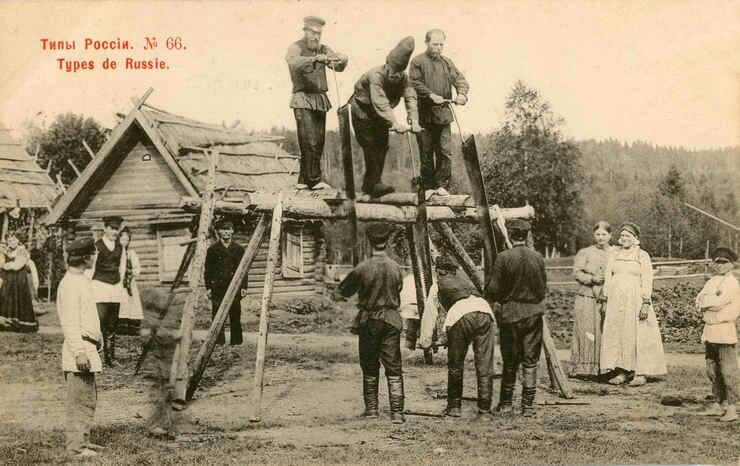 Почтовая открытка из серии «Типы России»: Русские типы. Плотники.