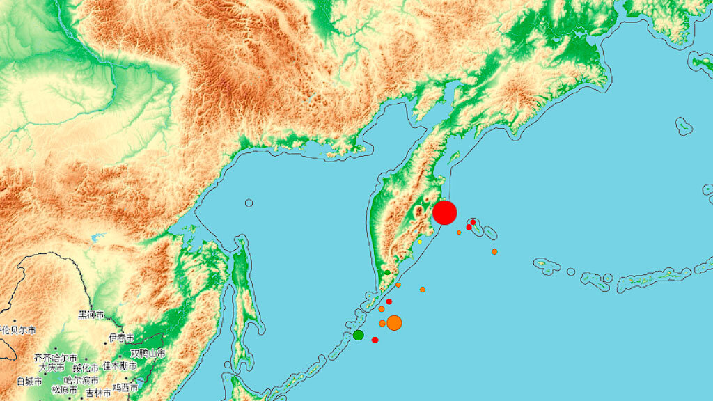 Землетрясение магнитудой 8. Карта землетрясений. Магнитуда землетрясения. Камчатка на карте. Землетрясение Петропавловск Камчатский.