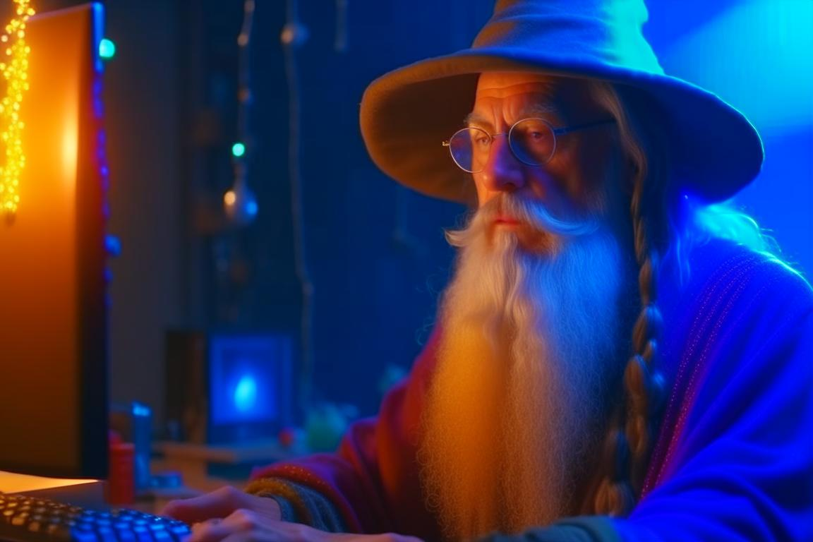 Результат генерации по запросу "Компьютерный мастер на все руки почивает на лаврах популярности", стиль: 4k Вот прямо такой и был, только молодой совсем.