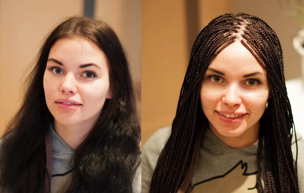 Афрокосы на короткие волосы до и после фото с челкой