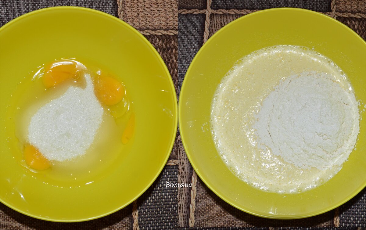 готовим тесто для коржа.