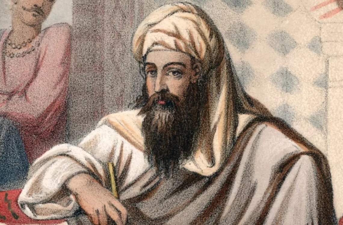 Это ненастоящее лицо Мухаммада, так как его лик не запечатлен нигде , никто не знает как он выглядел на самом деле.    