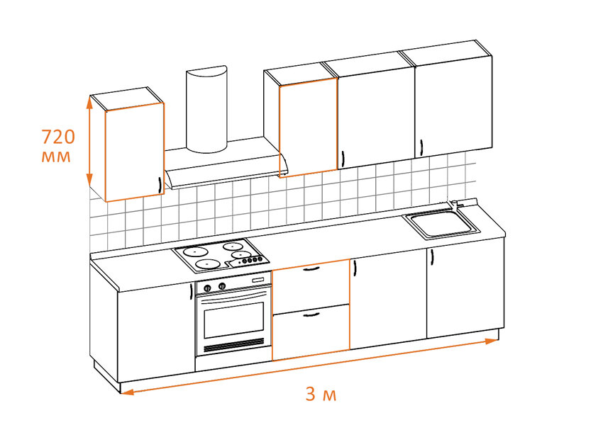 В модели Эмилия такая компоновка кухни будет стоить 161 600 рублей