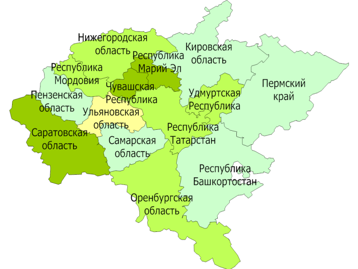 Состав Приволжского федерального округа. Источник: Яндекс.Картинки