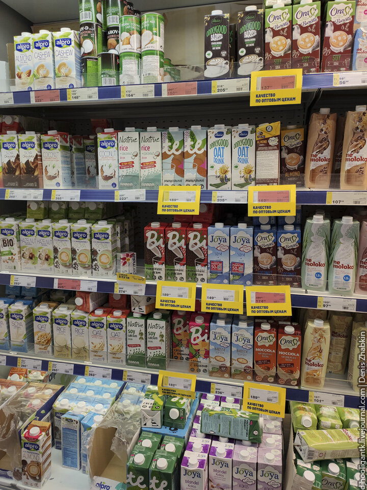 Ассортимент растительного молока