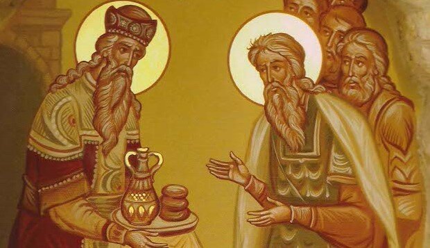 Мелхиседек и Авраам. Икона. Изображение взято на  сервисе "Яндекс. Картинки".