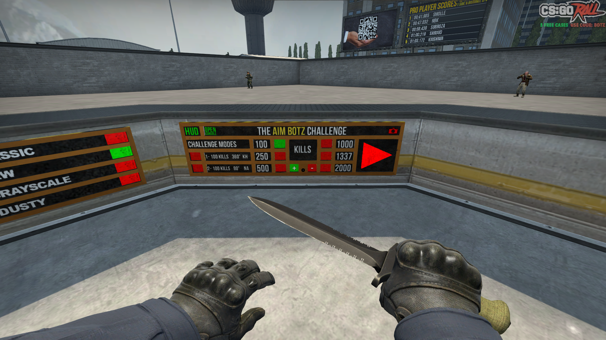 Нужно убить 100/250/500/1000/1337/2000 противников(на время, секундомер остановится когда вы сделаете нужное количество убийств)