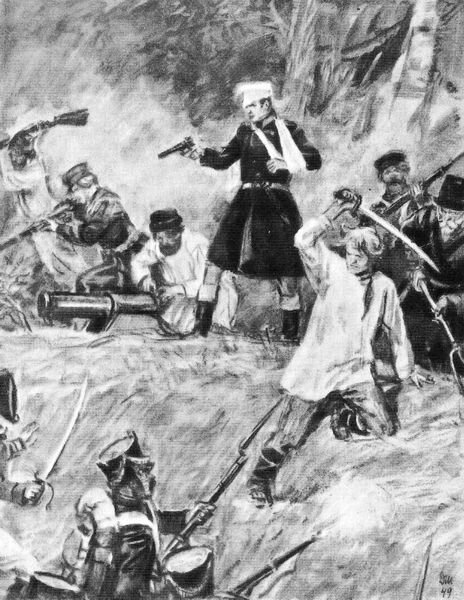 Иллюстрация к роману А.С. Пушкина "Дубровский". Художник Д. Шмаринов. 1949 год.