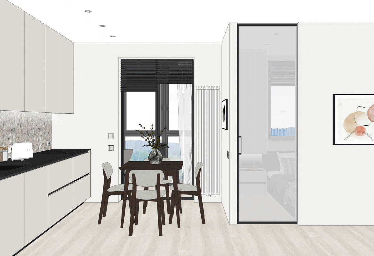 Кухня с большим окном