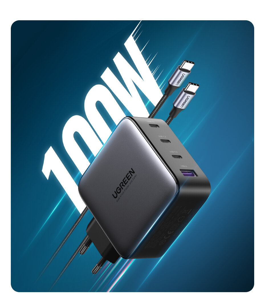 Зарядное устройство UGREEN, USB, Type-C, 100Вт, Gan.