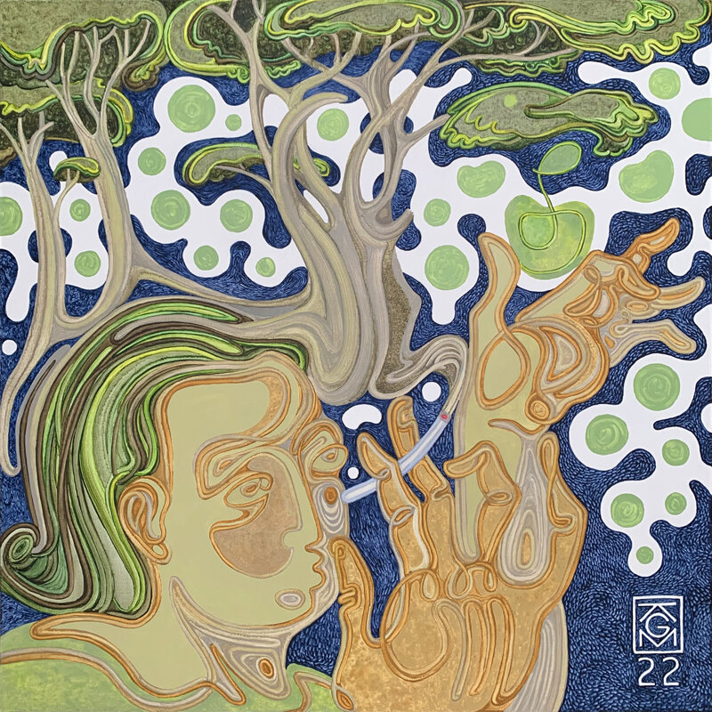 Генрих Ким - Яблони и яблоки (Автопортрет) 2019 г.