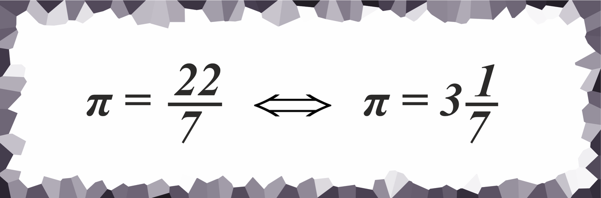 Рис. 4. Число «пи» в дробной форме: слева - нерациональная дробь, справа - рациональная дробь. В рациональной дроби можно узнать линейное значение этого числа
