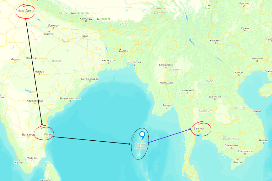 Андаманские острова на карте