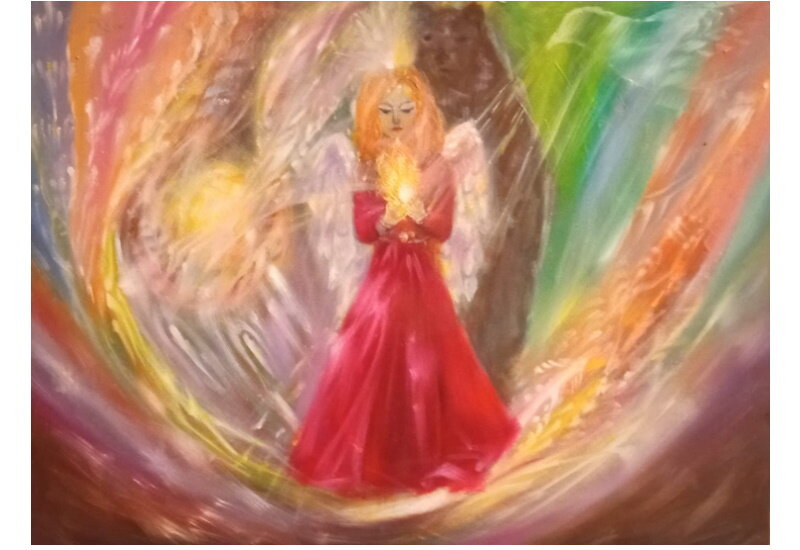 Ирена Акбаль, картина "Земной Огонь" (холст 30*40, акрил, масло)