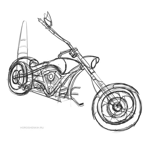 Поэтапно рисуем быстрый Мотоцикл