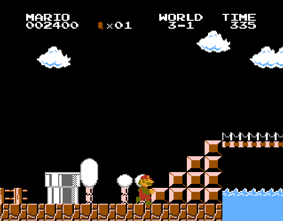 «Гриб жизни» на уровне 3-1 в игре «Super Mario bros.» на Денди