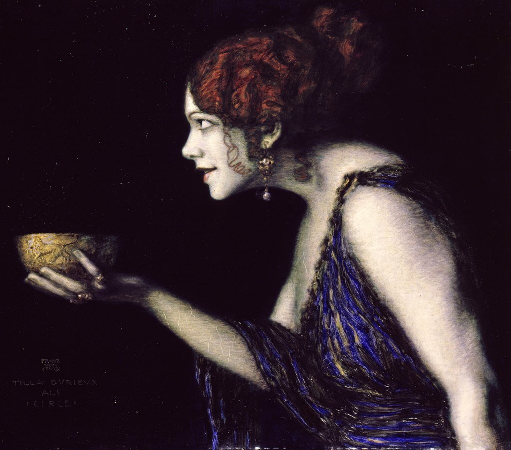 Франц фон Штук. ”Портрет Тиллы Дюрье в образе Цирцеи” (1913)
