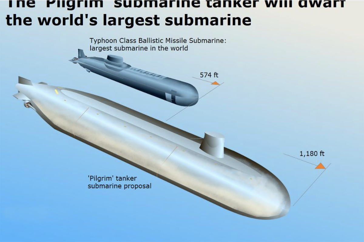 Подводный танкер "Пилигрим" может стать самой большой, когда-либо построенной подводной лодкой, 