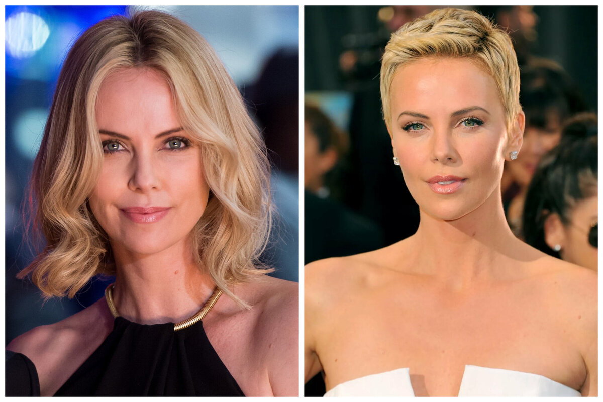 Шарлиз Терон с разной длиной волос