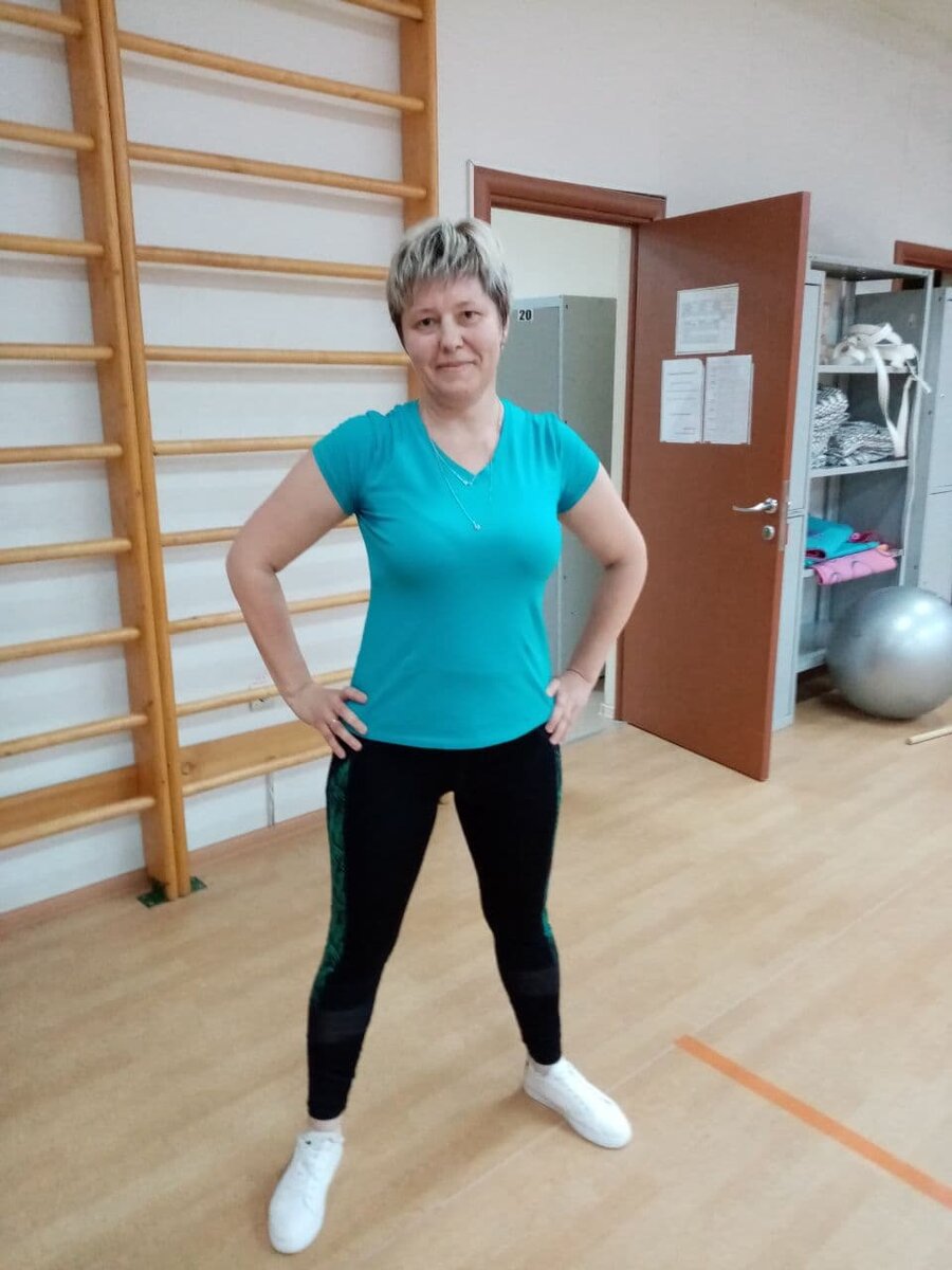 В зале на тренировке