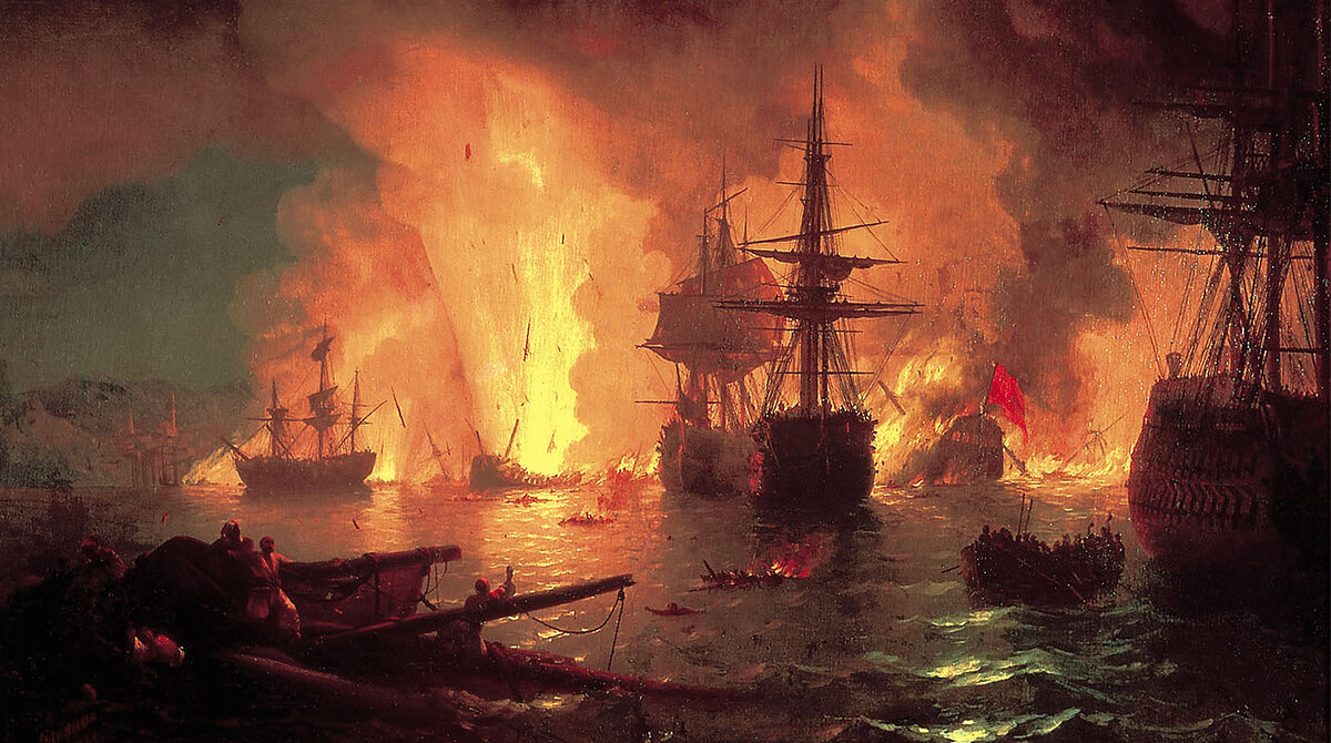 И.К. Айвазовский "Чесменский бой" (Источник:https://img.gazeta.ru/files3/668/10809668/upload-Chesmabattle-pic4_zoom-1500x1500-60656.jpg)