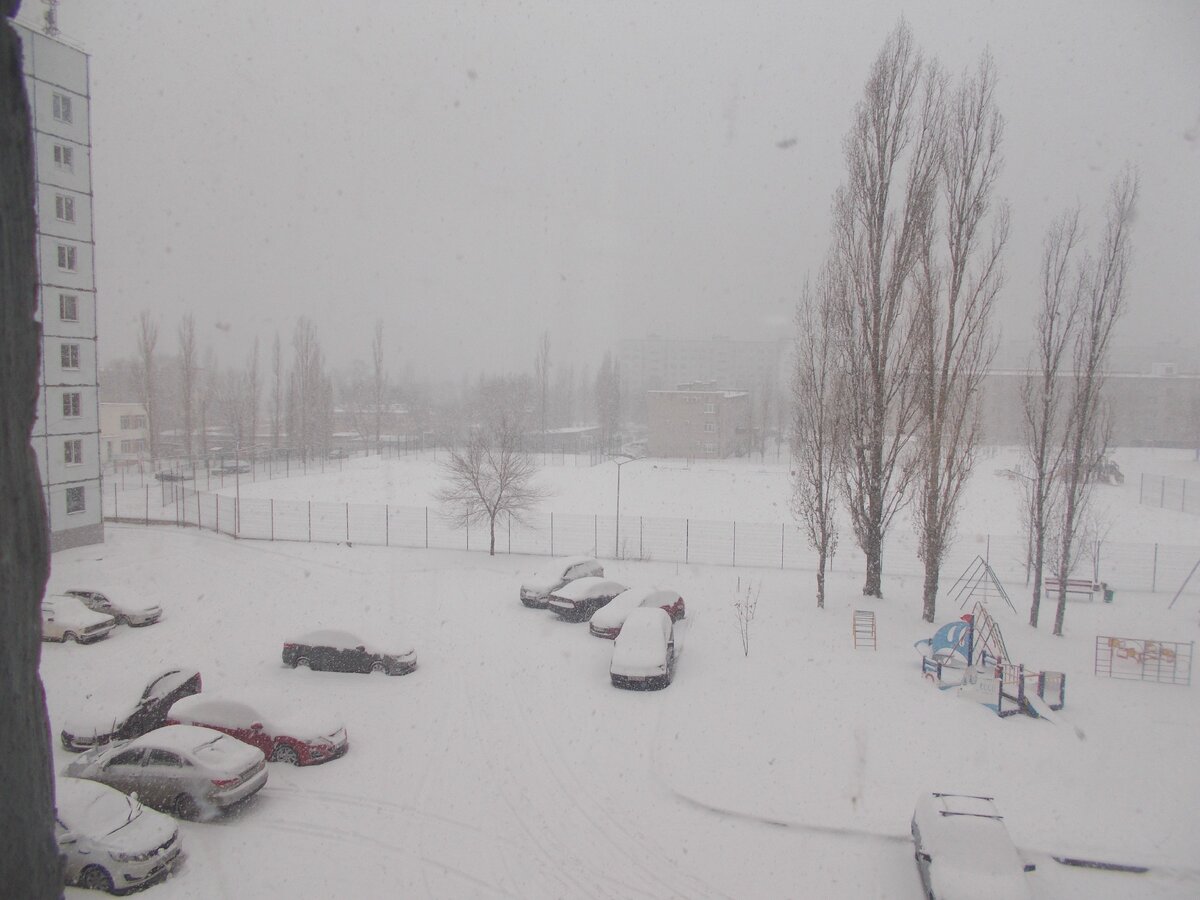 Вид из окна. Мы сняли квартиру у самой школы. На фото видно школьное футбольное поле. Оно за забором. 