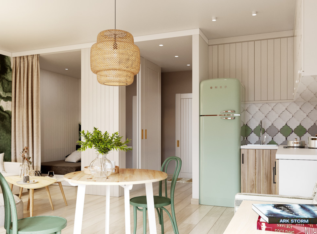 Вид из кухни на прихожую и спальню